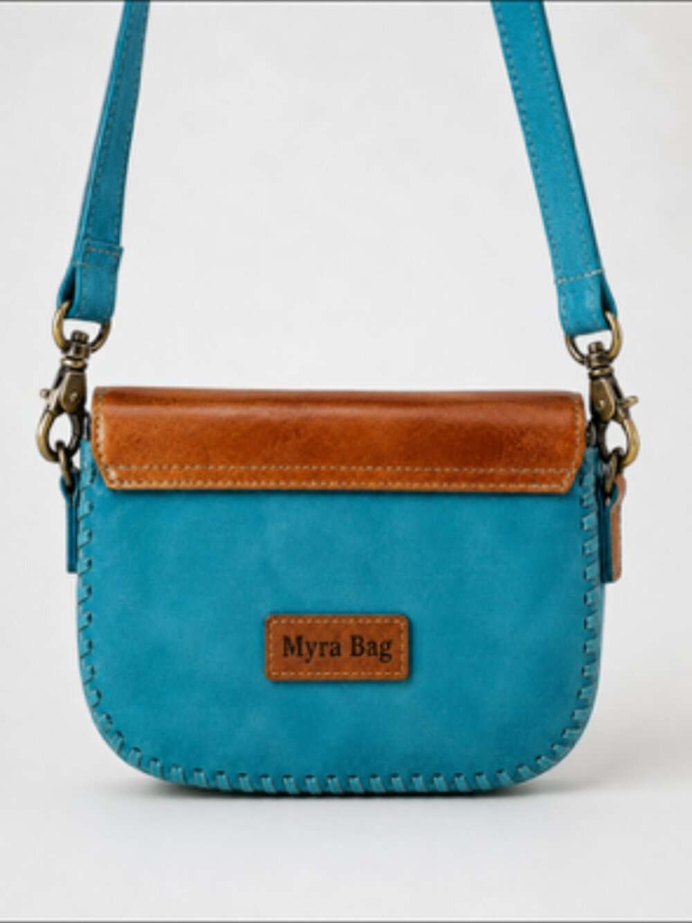 Myra Bag Pine Valley Hand-Tooled Hair-on Hide Leather Crossbody Shoulder Bag NWT - Picture 3 of 4